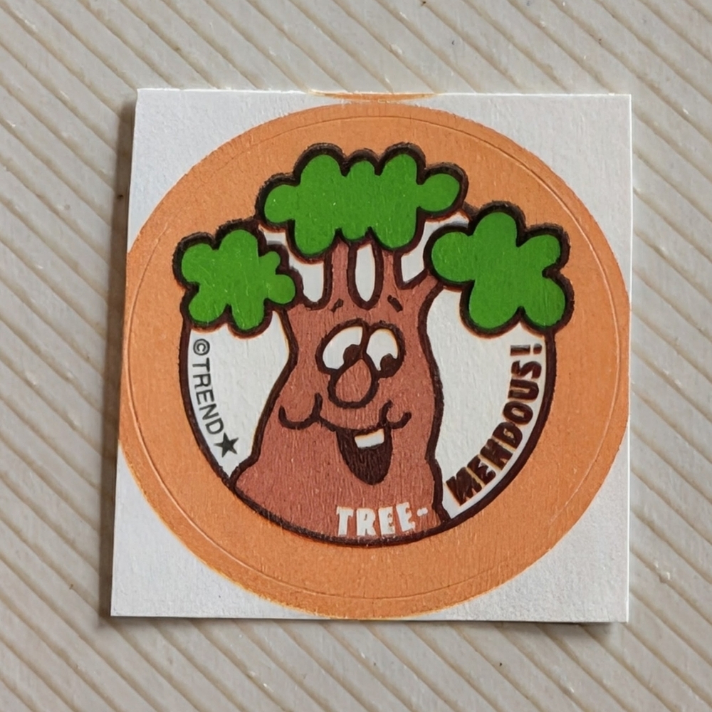 10/$25 Wood "Tree-mendous" Scratch & Sniff Retro Sticker